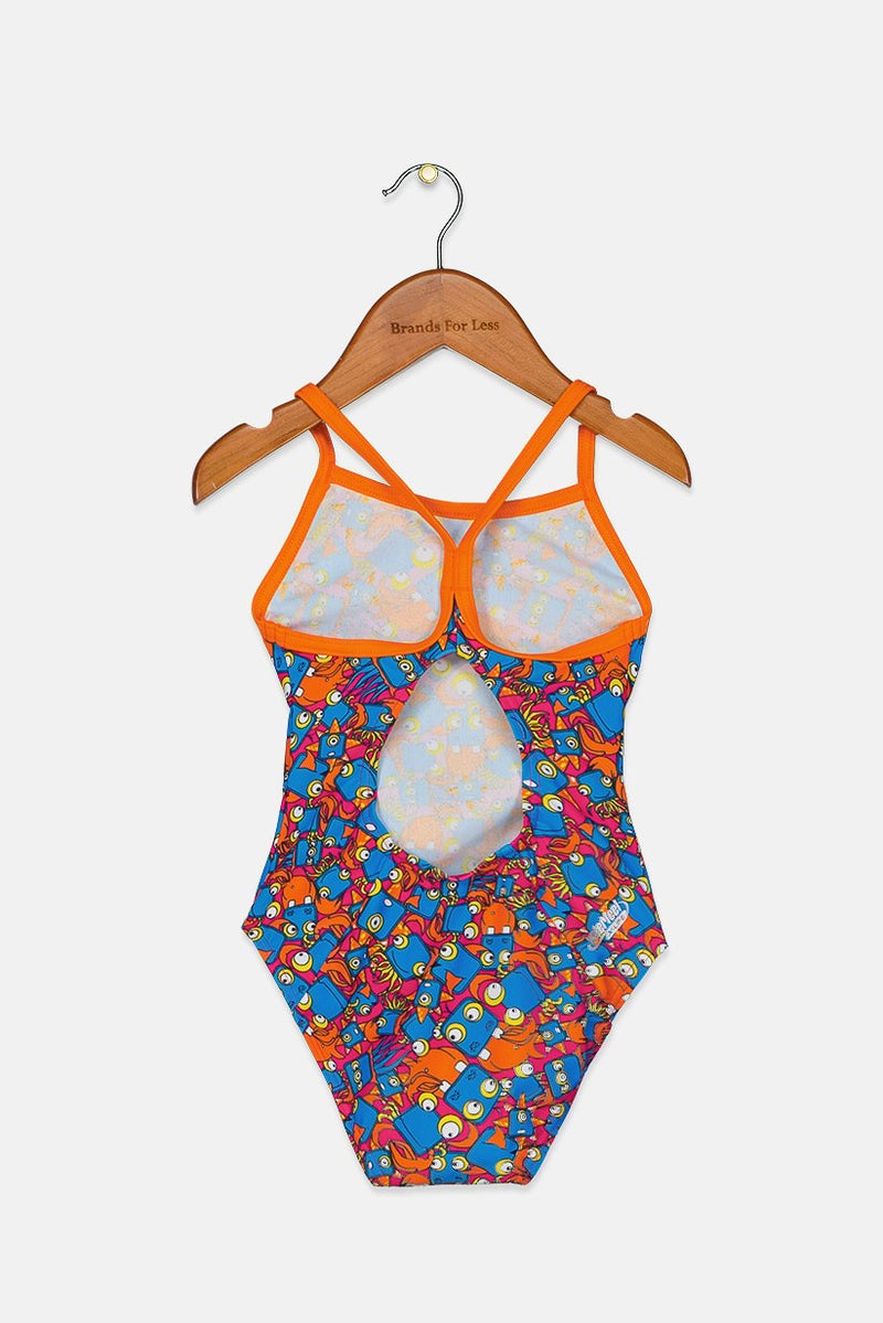 arena Toddlers Girl Sleeveless One Piece Swimsuit, Blue Combo - Image 2