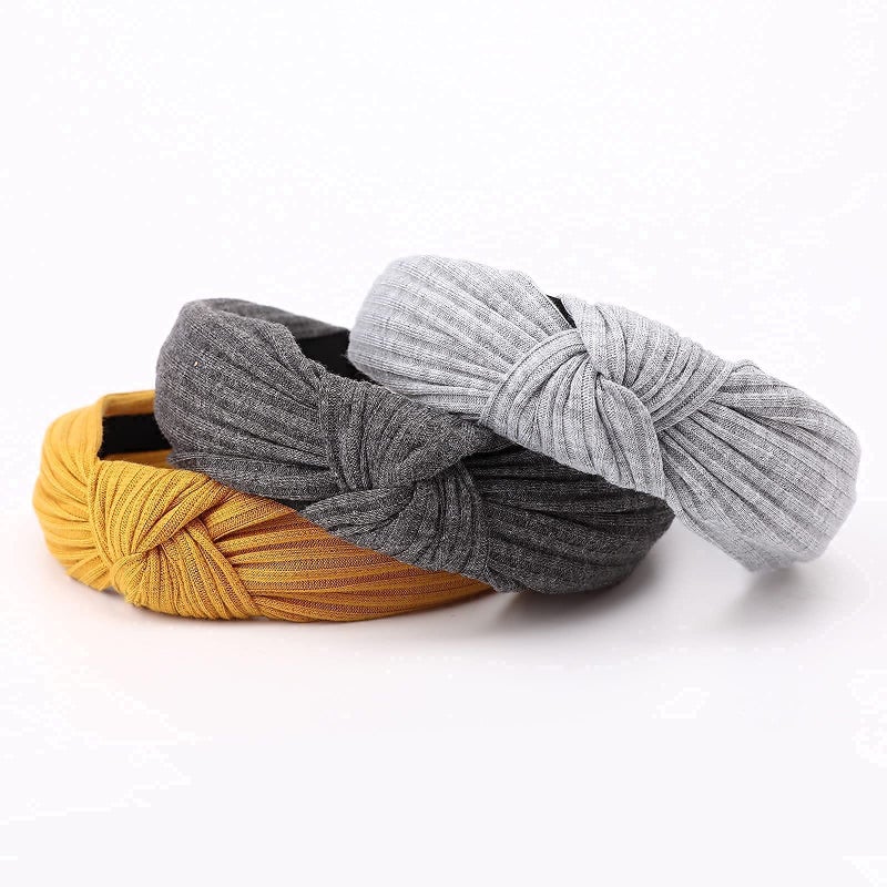 DRESHOW 8 Pack Knotted Headbands for Women Wide Turban Headband Yoga Exercise Ribbing Hair Hoop Hair Bands Accessories - Image 2