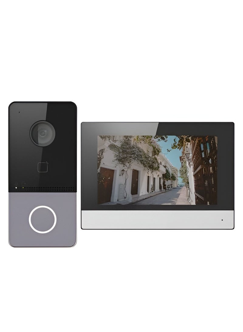 مجموعة أدوات الاتصال الداخلي عبر الفيديو IP، حزمة محطة باب الفيلا، شاشة ملونة تعمل باللمس، وقمع الضوضاء وإلغاء الصدى، تدعم جرس باب واي فاي، واتصال صوتي ثنائي الاتجاه، وتخزين بطاقة TF، رمادي - Image 2