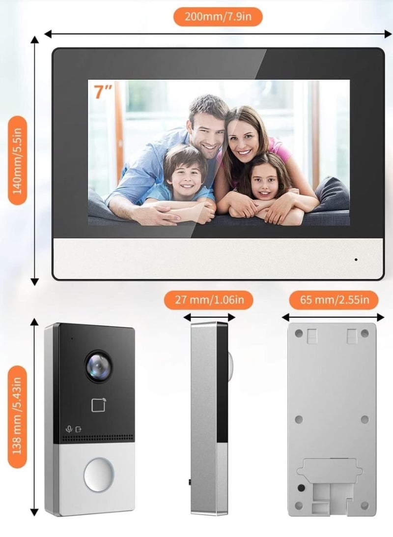 مجموعة أدوات الاتصال الداخلي عبر الفيديو IP، حزمة محطة باب الفيلا، شاشة ملونة تعمل باللمس، وقمع الضوضاء وإلغاء الصدى، تدعم جرس باب واي فاي، واتصال صوتي ثنائي الاتجاه، وتخزين بطاقة TF، رمادي - Image 3