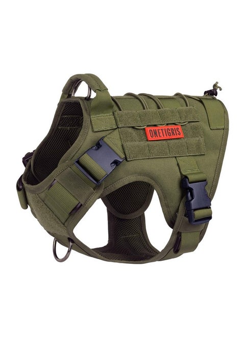 OneTigris Dog Harness, Tactical Dog Harness No-Pull Breathable Adjustable Pet Vest with Handle for Outdoor Walking(Ranger Green,Small)