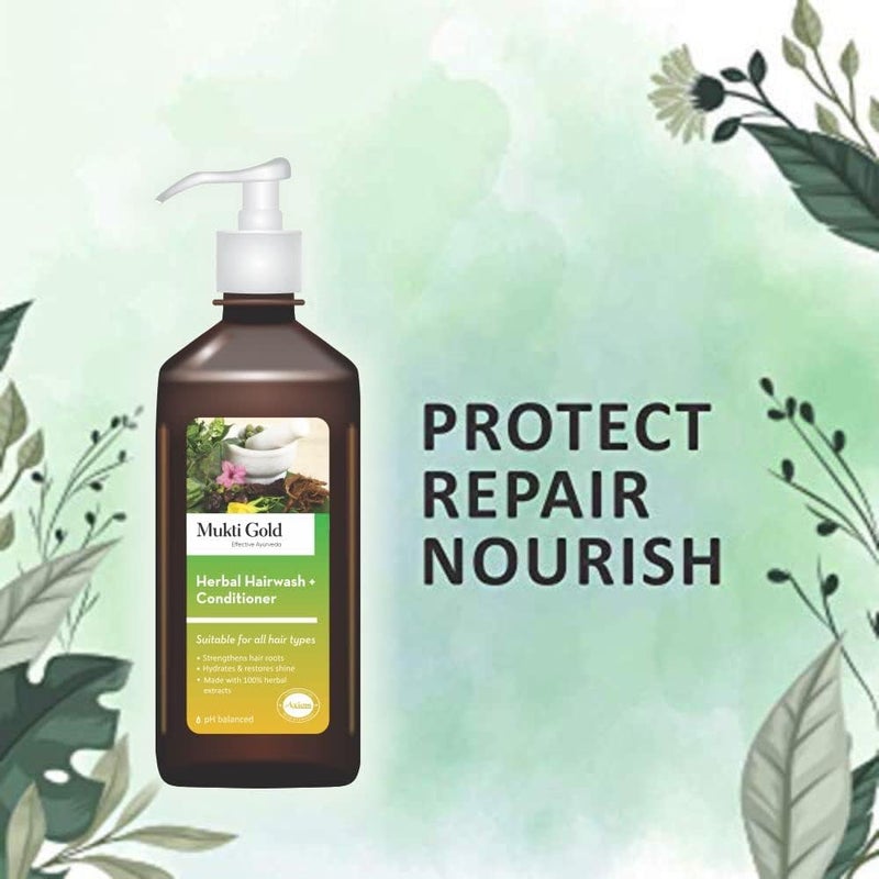 Axiom Mukti Gold Combo  Pearly Bodywash 250ml + Hair Oil 100ml + Herbal Hairwash 400ml with Conditioner  WHO GLP  GMP  ISO Certified Products - Image 2