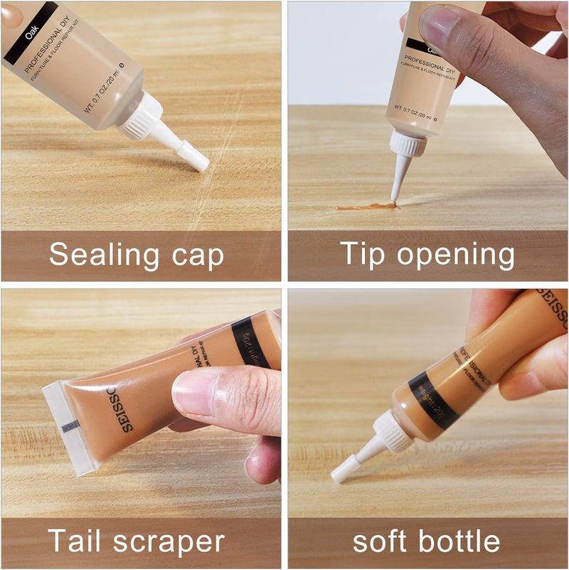 SEISSO Furniture Repair Kit 50 Pcs, 24 Colors Wood Fillers, Wood Paint, Wood Repair Kit, Wood Touch up Fillers Repair Scratches, Discoloration, Cracks, Stains, for Wooden Tables, Cabinet, Floors, Door - Image 4