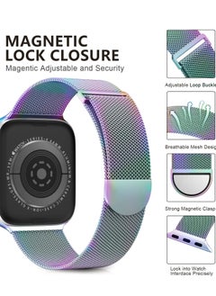 ANYOGRO Compatible with Apple Watch Band 42mm 41mm 40mm 38mm for Women and Men, Magnetic Metal Stainless Steel Strap Wristband Compatible for iWatch Series 10 9 8 7 6 5 4 3 2 1 SE Colorful  - Image 2
