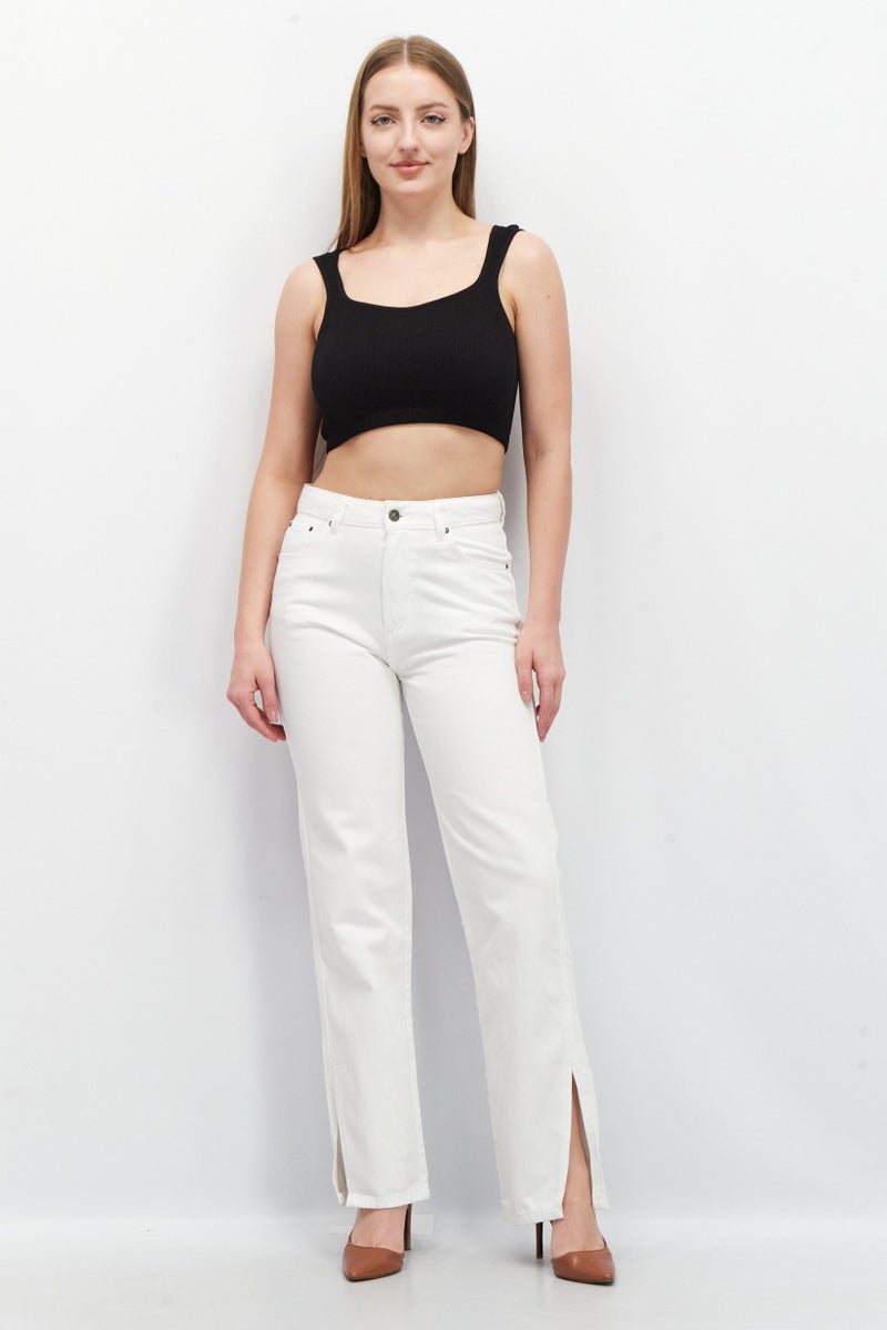 Don't Call Me Jennyfer Women Regular Fit  Solid Non-Stretchable Jeans, White - Image 3