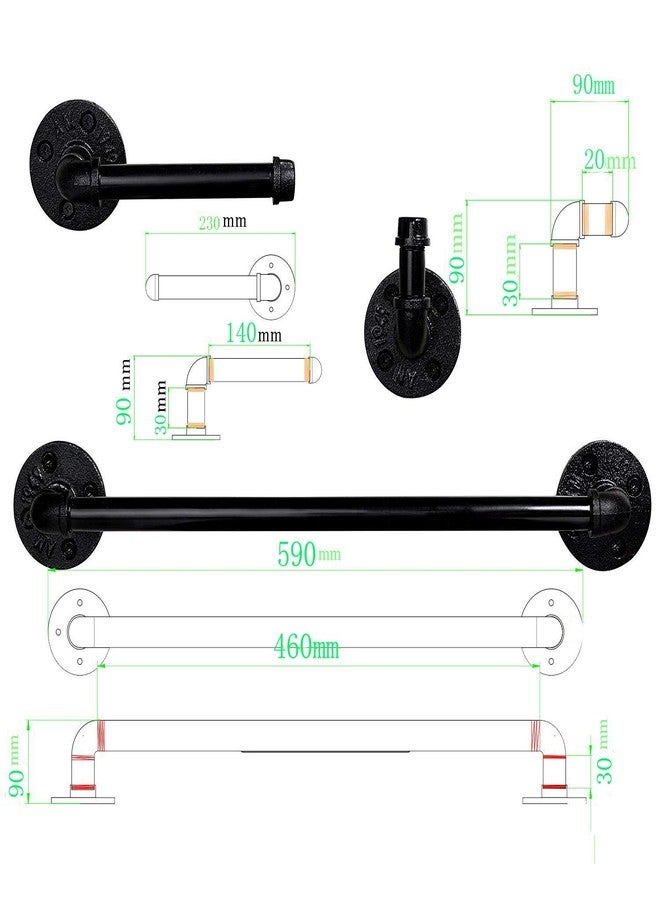Diwhy Industrial Pipe Bathroom Hardware Fixture Set by Pipe Decor 3 Piece Kit Includes Robe Hook 18 Inch Towel Bar and Toilet Paper Holder Heavy Duty DIY Style Modern Chic Electroplated Black Finish - Image 5