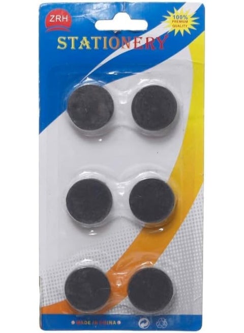 Card 6 round black magnets for board and refrigerator - 25 mm