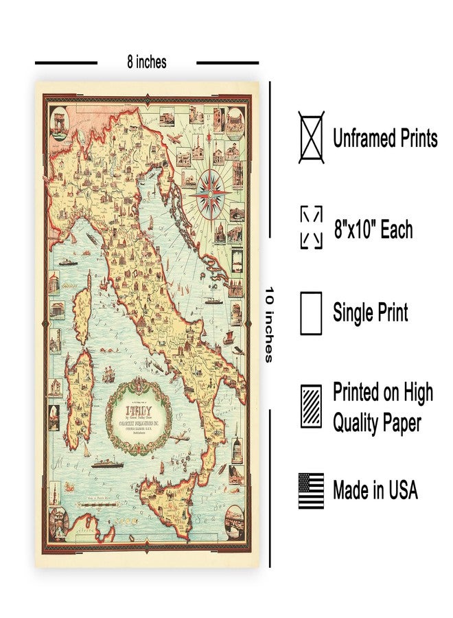 Poster Master ملصق خريطة عتيقة من Poster Master - طباعة إيطالية كلاسيكية - فن الخرائط التاريخية المصورة - هدية مثالية للمعلمين والطلاب وأمناء المكتبات - ديكور رائع للفصول الدراسية والسكن الجامعي والمكتبات - لوحة جدارية بدون إطار مقاس 8×10 بوصة - Image 2