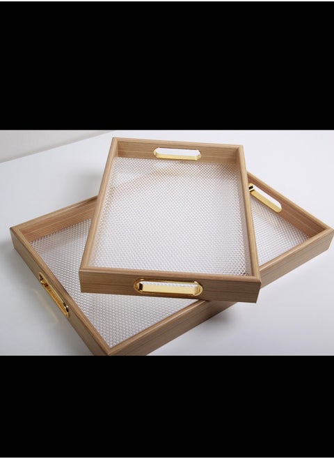 A set of elegant transparent rectangular hospitality trays, adding a touch of elegance to your table.