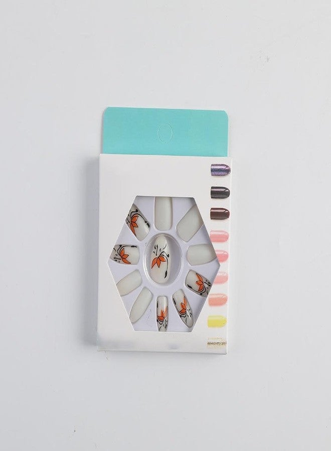 Zusaca Stick On Nails French Tip - Short False Nails with Glue Sticker, 48Pcs 4pack Almond Soft Gel Press on, Reusable Semi Transparent Fake Nails for Women Multi Color & Design. - Image 1