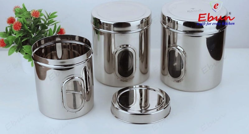 Ebun Stainless Steel See Through Transparent Container Multipurpose Canister Jar for Kitchen Storage with Small See through Window Pack of 2 15 Kgs - Image 4