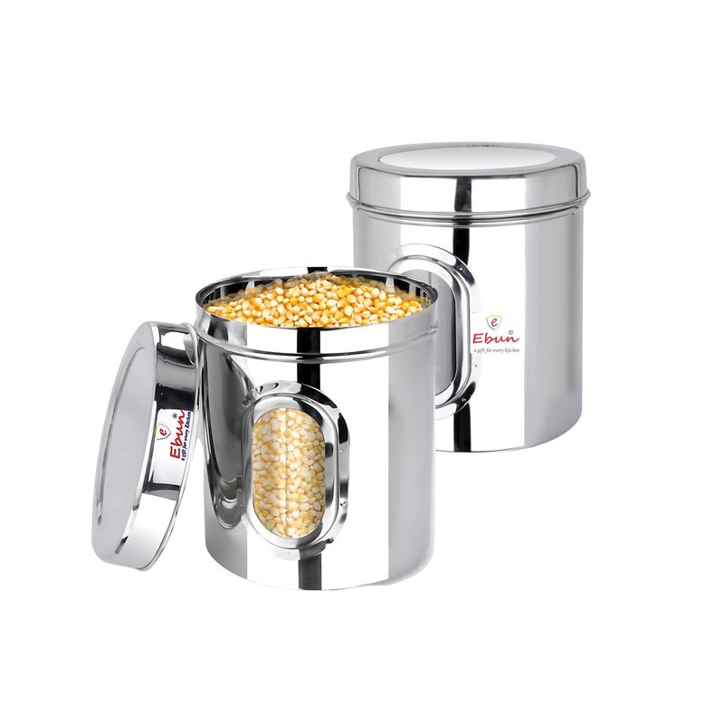 Ebun Stainless Steel See Through Transparent Container Multipurpose Canister Jar for Kitchen Storage with Small See through Window Pack of 2 15 Kgs - Image 1