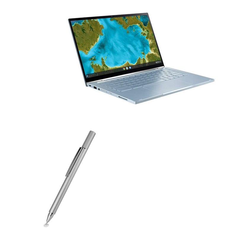 BoxWave قلم ستايلس BoxWave متوافق مع ASUS Chromebook Flip C433 - قلم ستايلس سعة اللمس FineTouch، قلم ستايلس دقيق للغاية لـ ASUS Chromebook Flip C433 - فضي معدني - Image 1