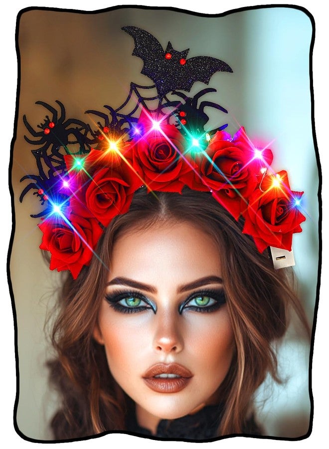 Urieo Light Up Halloween Headband LED Day of the Dead Hair Band Gothic Hair Accessories for Women - Image 1