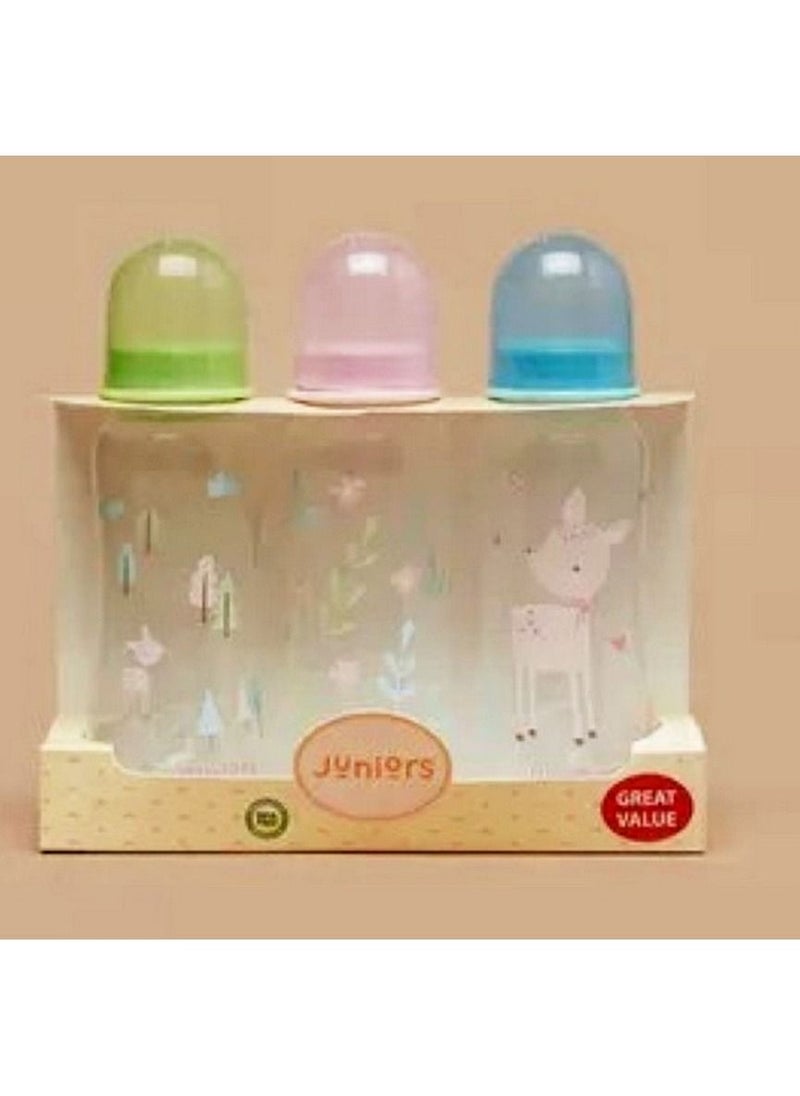 JUNIORS Printed Feeding Bottle Set 3-Piece 250 ML  - Image 1