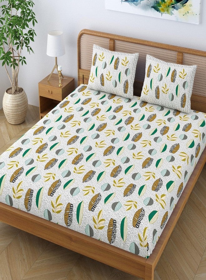 Colorish Cotton Blend Jaipur Printed Double Bedsheet King Size with 2 Pillow Covers, Traditional Floral Design, Forest Green - Image 3