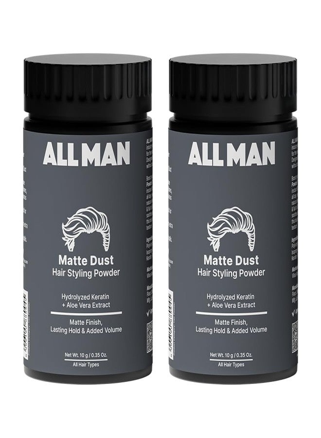 Allman ALL MAN Matte Dust Hair Styling Powder Adds Volume, Instant Hair Styling, All Day Hold With Hydrolyzed Keratin & Aloe Vera | Pack of 2 | 20g - Image 1