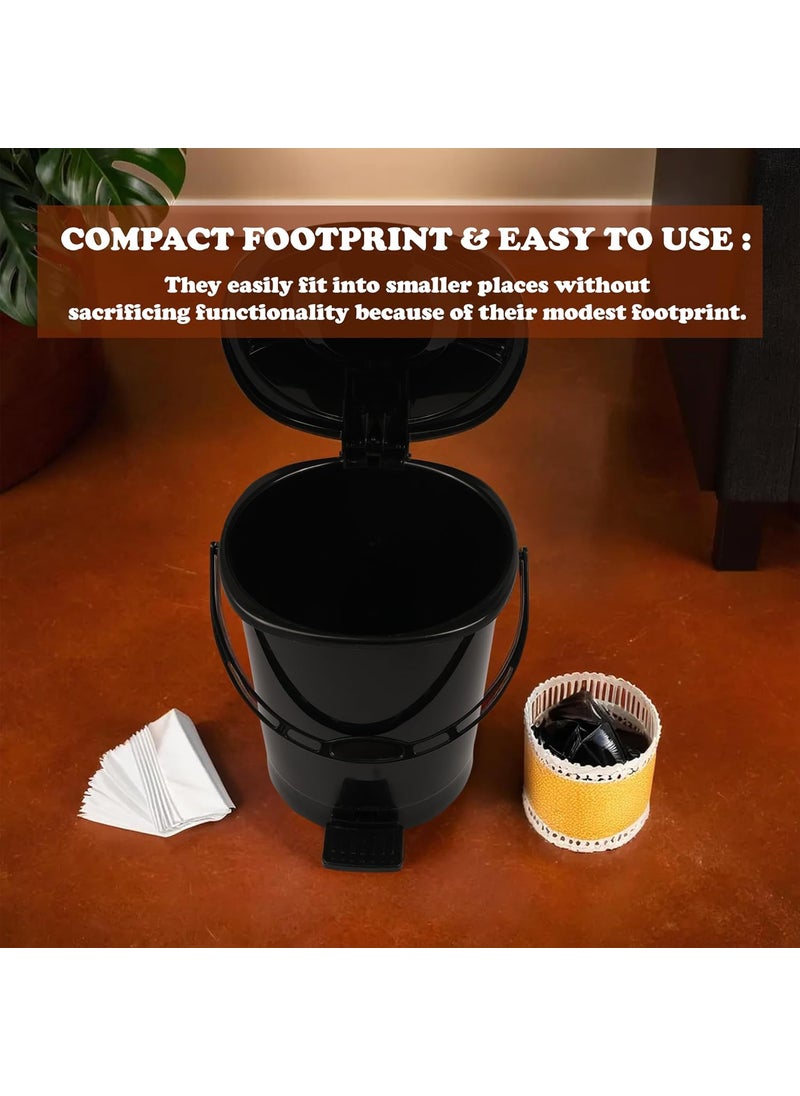 Urbane Home Urbane Home Pack of 3 Pedal Dustbin Garbage Waste Bin with Handle 10 Liter Dustbin with Lid Dustbin for KitchenBathroom Wet Dry Waste Bin 505 Check Dhakan Trash Can Black  - Image 4