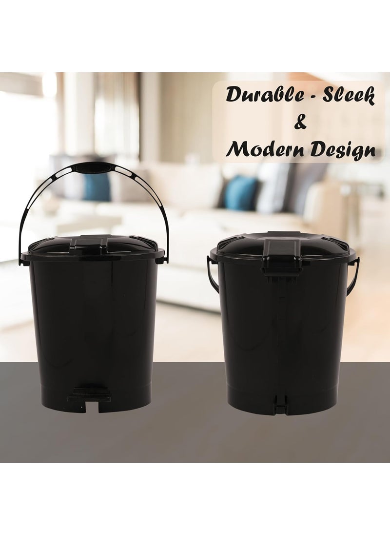 Urbane Home Urbane Home Pack of 3 Pedal Dustbin Garbage Waste Bin with Handle 10 Liter Dustbin with Lid Dustbin for KitchenBathroom Wet Dry Waste Bin 505 Check Dhakan Trash Can Black  - Image 5