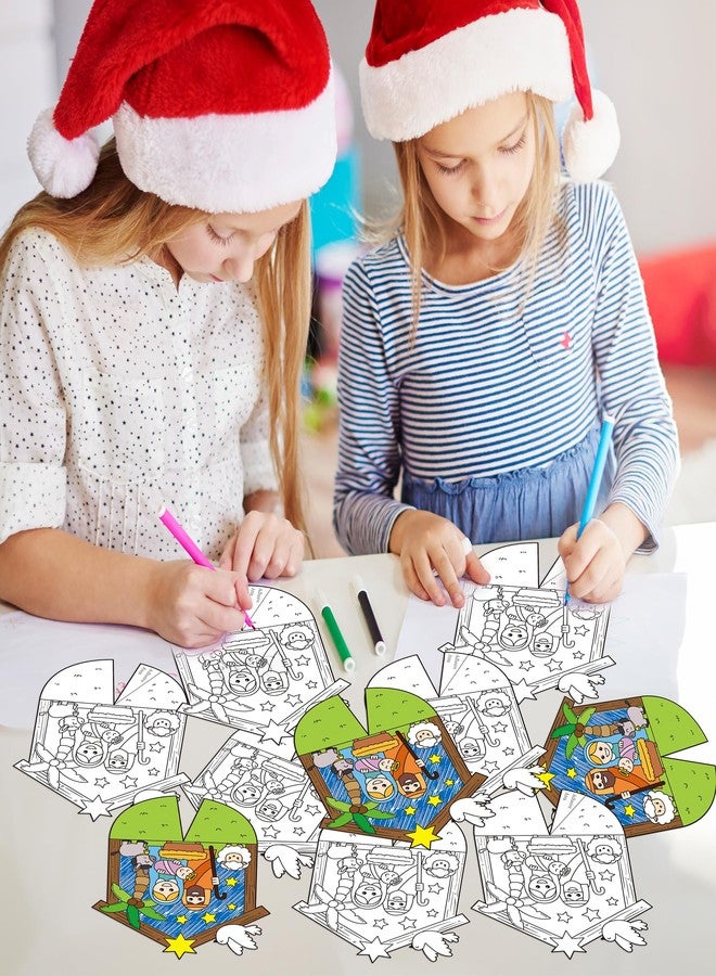 CY2SIDE Christmas Nativity Coloring Craft - 36PCS Color Your Own Xmas Nativity 3D House Gift Make Your Own Jesus Birth Scene Craft DIY Christian Xmas Gift for Kids School Project Classroom Activities - Image 5