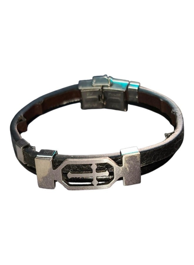 ONE POINT COLLECTIONS Men’s Genuine Leather Bracelet with Stainless Steel Magnetic Lock – Stylish Black Leather Wrist Band for Men & Boys | Casual & Formal Fashion Bracelet - Image 4