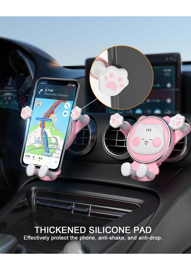 Captaintech Car Phone Holder Mount, Air Vent Clip Holder Cute Cell Phone Holder for Car Compatible with 4-7 Inch Smartphone Car Accessories Pink - Image 3