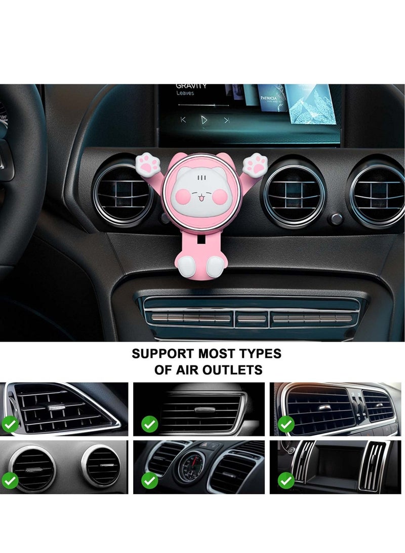 Captaintech Car Phone Holder Mount, Air Vent Clip Holder Cute Cell Phone Holder for Car Compatible with 4-7 Inch Smartphone Car Accessories Pink - Image 2