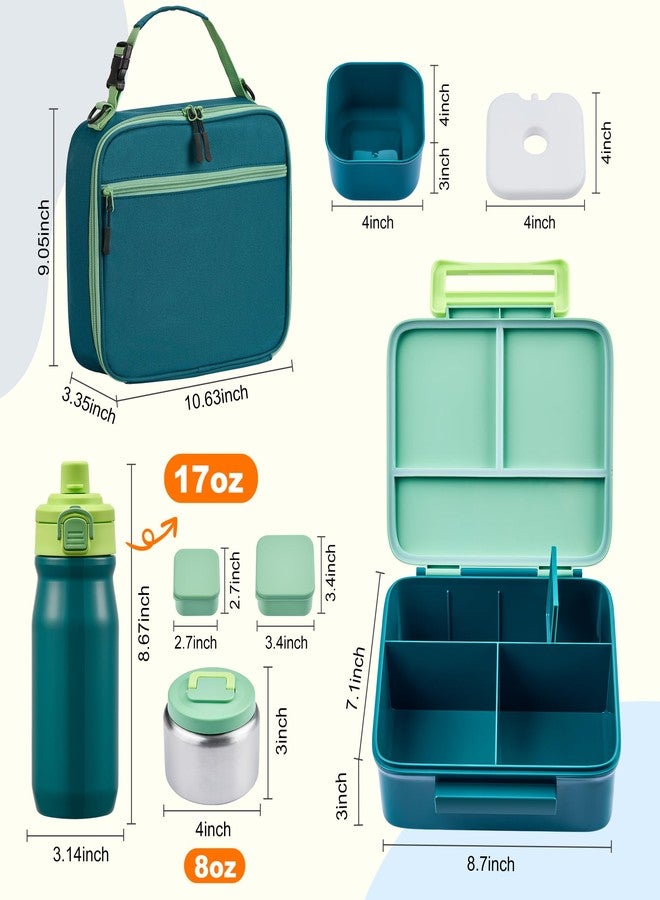 MAISON HUIS Bento Box for Kids with 8oz Soup Thermo, Leak-proof Lunch Food Containers with 5 Compartment, Insulated Lunch Bag & 17oz Stainless Steel Water Bottle for School, Trvael - Image 2