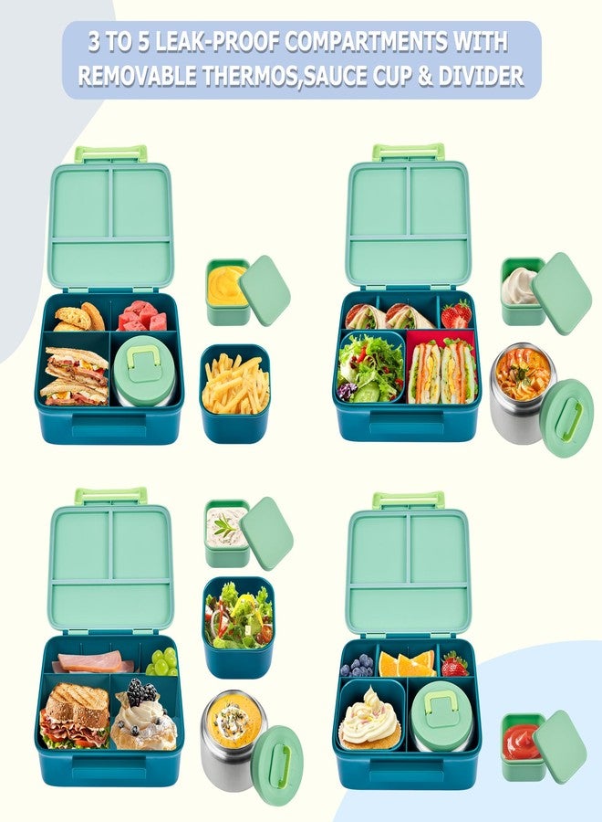 MAISON HUIS Bento Box for Kids with 8oz Soup Thermo, Leak-proof Lunch Food Containers with 5 Compartment, Insulated Lunch Bag & 17oz Stainless Steel Water Bottle for School, Trvael - Image 4