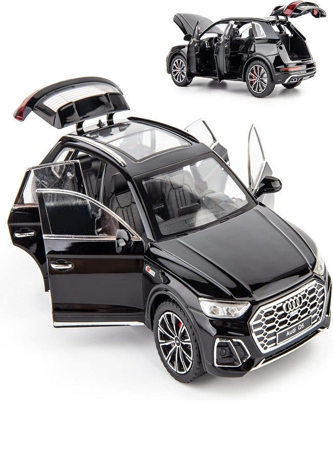 داي كاست سيارة أودي كيو 5 الرياضية متعددة الاستخدامات بمقياس 1/24، سيارة لعبة من سبائك الزنك قابلة للسحب للخلف مع صوت وإضاءة للأطفال والكبار (أسود) - Image 1