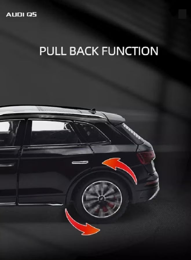 داي كاست سيارة أودي كيو 5 الرياضية متعددة الاستخدامات بمقياس 1/24، سيارة لعبة من سبائك الزنك قابلة للسحب للخلف مع صوت وإضاءة للأطفال والكبار (أسود) - Image 5