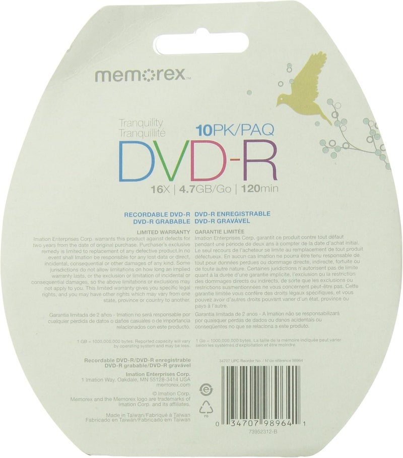 Memorex 4.7GB 16X DVD-R, 10 Pack Blister (32020033968) - Image 2