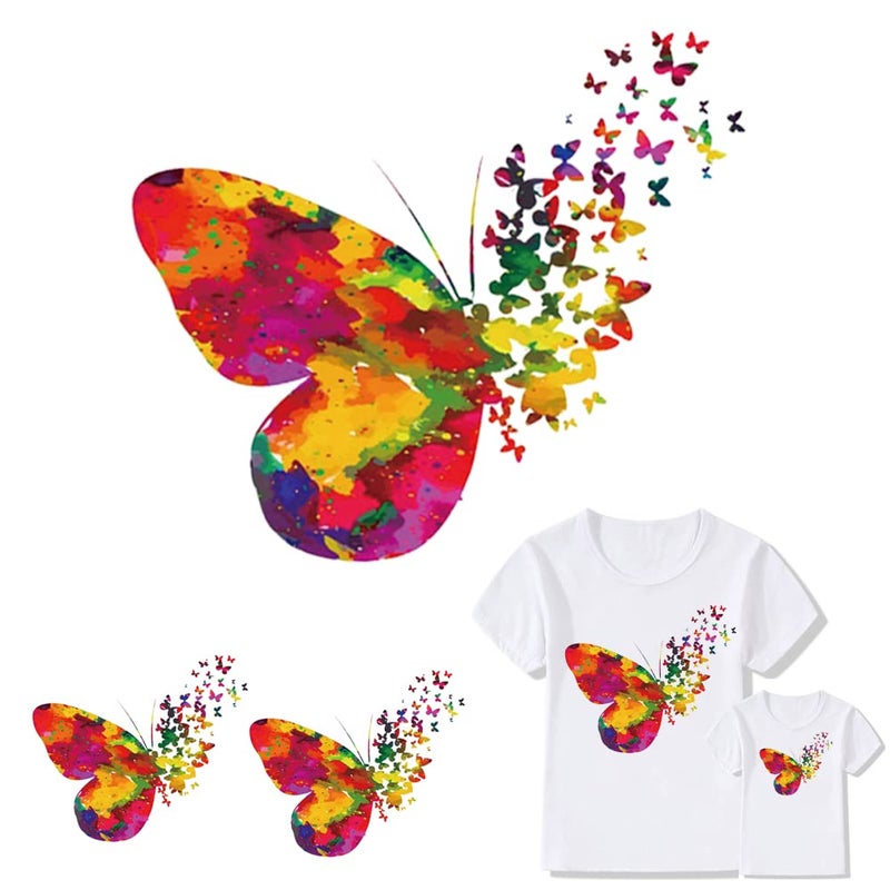Butterfly Iron on Patches 3Pcs Colorful Flying Dance Animal Heat Transfer Stickers Decals for Women Girls Men Kids Lovers TShirt Jeans Backpacks Families Clothing Hat DIY Applique