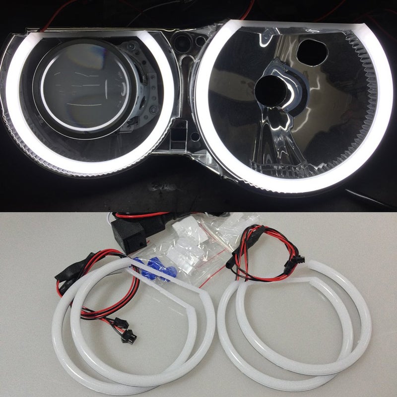 csslyzl Cotton Light SMD LED Angel Eyes Halo Rings CompatibleReplacement for BMW E46 3 Series Halogen Non Projector 2X 146mm2X 131mm White Lighting