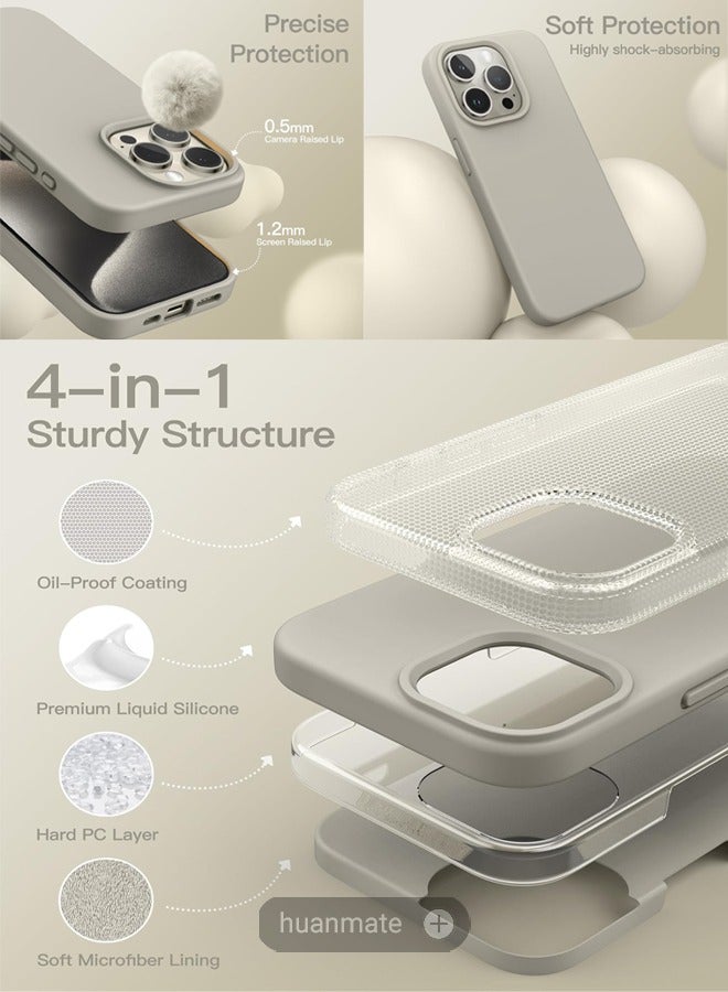 huanmate Apple iPhone 15 Pro Max Silicone Cover Titanium Premium 2.0mm TPU Silicon Shockproof Water Proof Case with Enhanced Camera Protection Lens Shield for Daily Use Gift - Image 5
