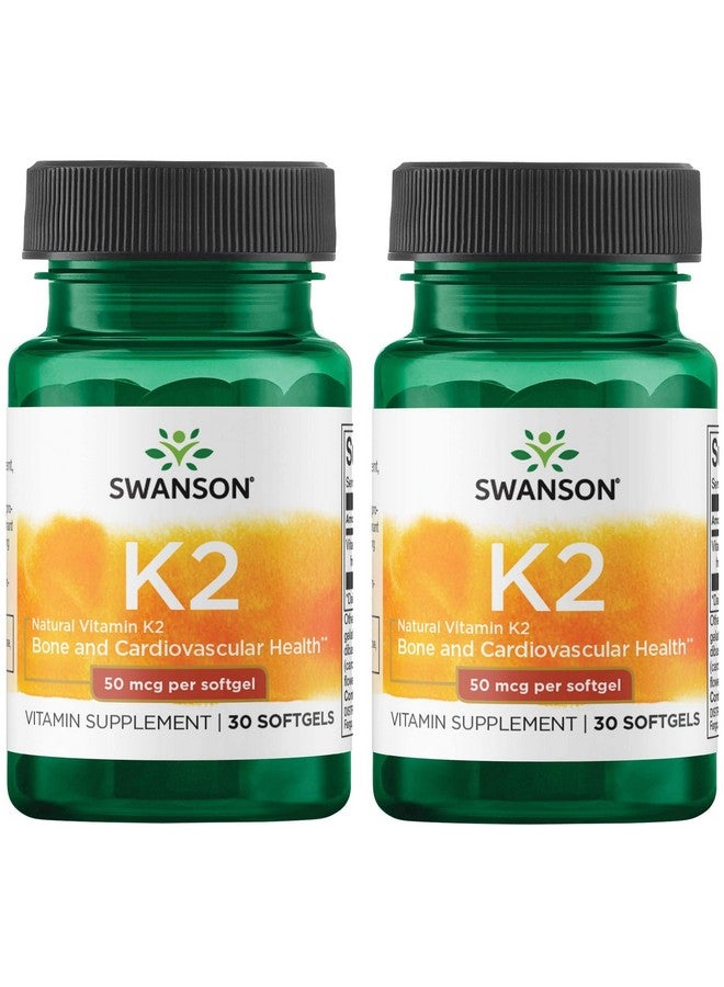 Swanson Natural Vitamin K2 (Menaquinone-7 from Natto) 50 mcg 30 Sgels (2 Pack) - Image 1