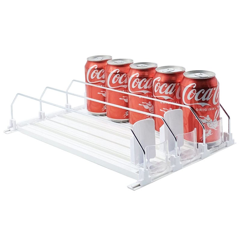 SZNLZQ Drink Organizer for FridgeWhite Automatic Pusher Glide12oz 16oz 20ozSoda Dispenser for FridgeHolds up to 15 Cans