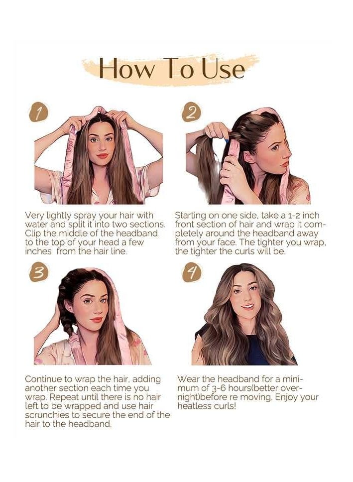 Heatless Hair Curler, No Heat Hair Curlers to Sleep in, Super Soft Ribbon Wrap for Long Hair，Overnight Heatless Curling Set with Hair Scrunchies and Clip, for All Hair types,Pink - Image 5