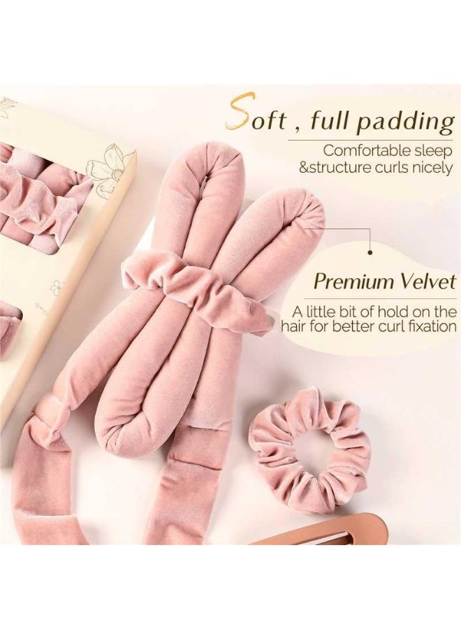 VIUAUAX Heatless Hair Curler, No Heat Hair Curlers to Sleep in, Super Soft Ribbon Wrap for Long Hair，Overnight Heatless Curling Set with Hair Scrunchies and Clip, for All Hair types,Pink - Image 3
