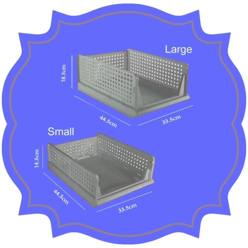 Mechdel Stackable and Foldable Wardrobe Storage Basket BIG SIZE Grey 5 - Image 3