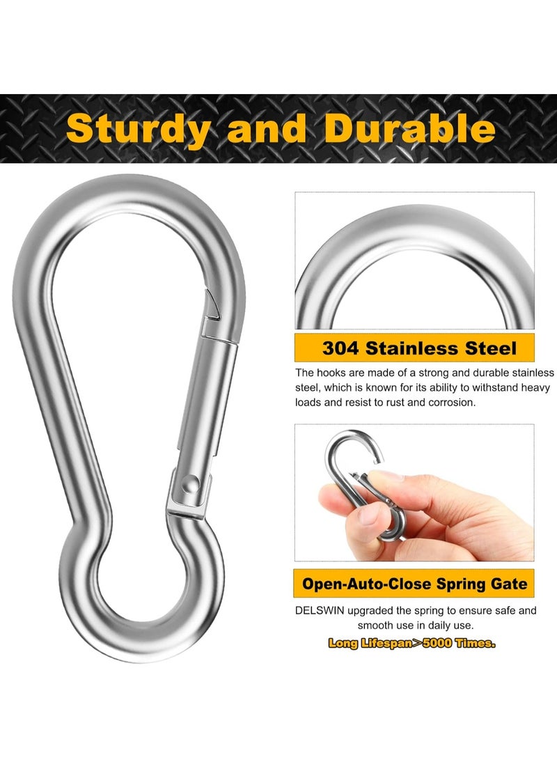 Oasisgalore 12PCS M4 Carabiner Clip Hook，Heavy Duty Spring Snap，Small Stainless Steel Ring Quick Link for Camping Fishing Hiking Climbing  - Image 2