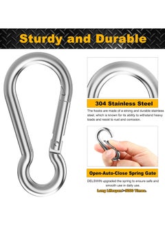 Oasisgalore 12PCS M4 Carabiner Clip Hook，Heavy Duty Spring Snap，Small Stainless Steel Ring Quick Link for Camping Fishing Hiking Climbing  - Image 3