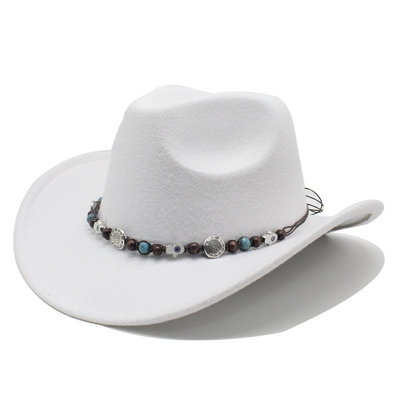 Wide Brim Cowboy Hat Women Winter Tibetan Riding Sunshade Felt Hat - Image 1
