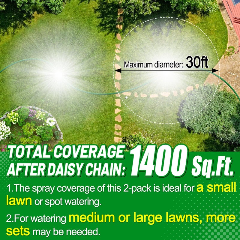 Acostop 2 Pack Metal Lawn Sprinklers for Yard - 360Â° Coverage Water Sprinklers, Adjustable Brass Nozzle with Aluminum Alloy Spike Base for Small Garden Irrigation - Image 3
