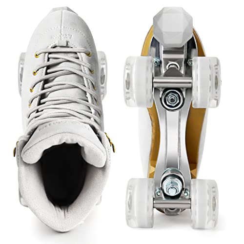 TUOSAMTIN Roller Skates for Women or Men with Height Adjustable Rubber Stoppers Retro Suede Quad Roller Skates for Outdoor and Indoor - Image 2