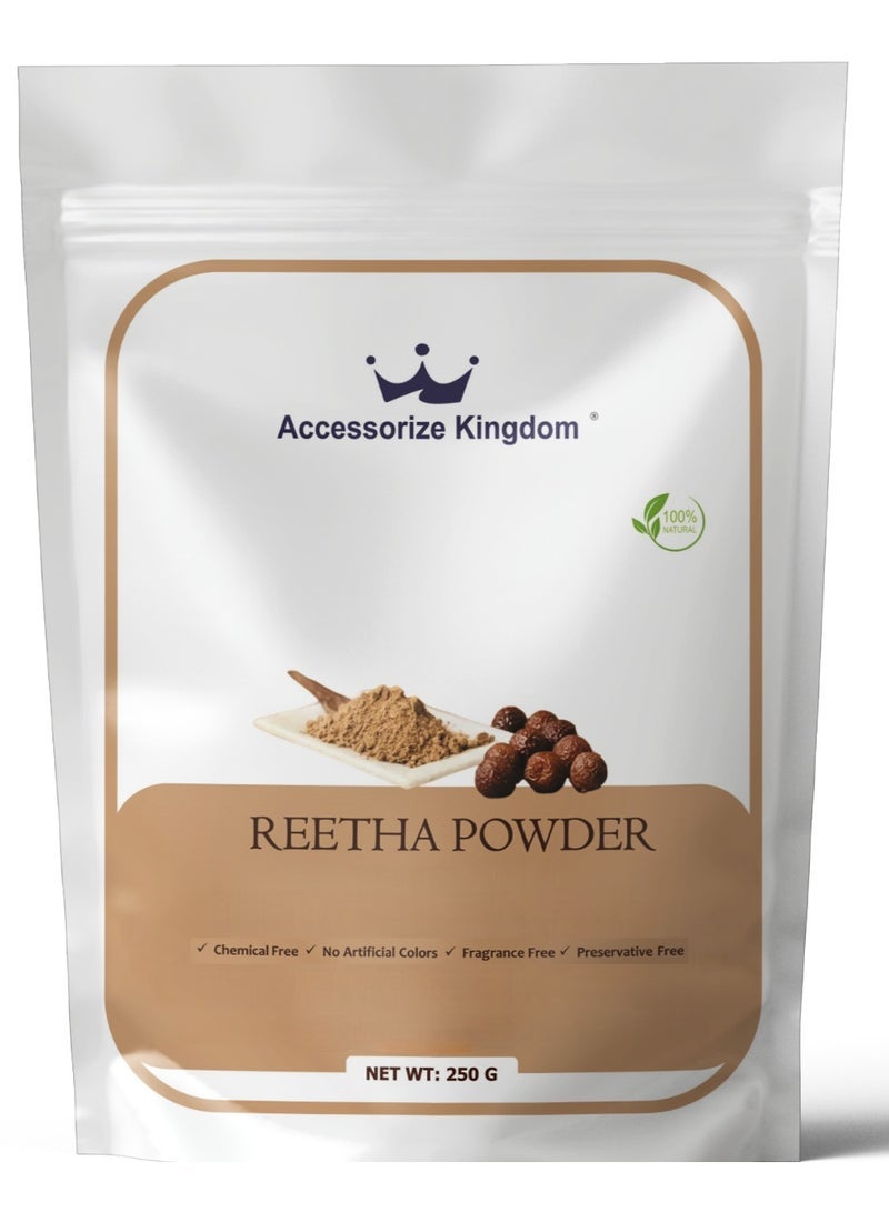 مملكة الإكسسوارات مسحوق ريثا (250 جم) - طبيعي نقي 100٪ | مناسب للشعر والبشرة | ينظف الشعر بلطف ويزيل الأوساخ والزيوت الزائدة | يقوي الجذور ويعزز النمو ويهدئ فروة الرأس - Image 1