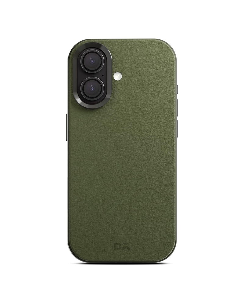 Daily Objects Leatherite Case for iPhone 16 Compatible with Mag-Safe Wireless Charging | Green-Olive Hybrid Magnetic Back Cover - Image 1