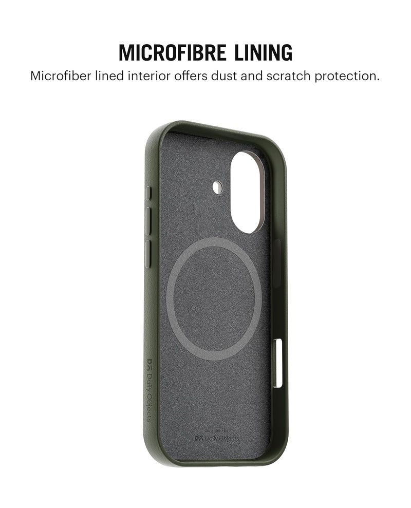 Daily Objects Leatherite Case for iPhone 16 Compatible with Mag-Safe Wireless Charging | Green-Olive Hybrid Magnetic Back Cover - Image 5