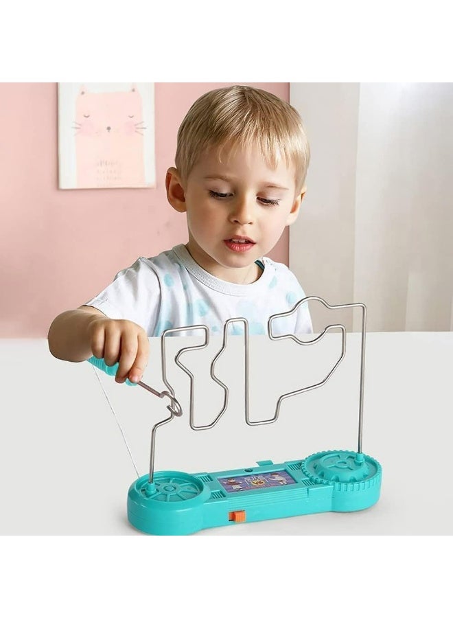 DuMesho Shock Bump Wire Maze Steady Hand Game, Electric Skill Challenge Toy, Turquoise and Orange - Image 2
