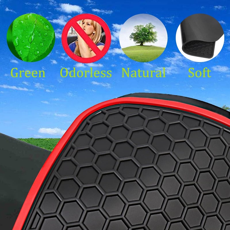 Matericuo Car Rubber Floor Mat for Honda Pilot 2016-2021 - Custom Fit Black Red Auto Liner Mats - Image 3